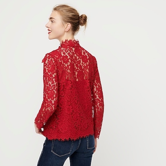 🌸 J. Crew Mockneck top in floral lace - Picture 4 of 9
